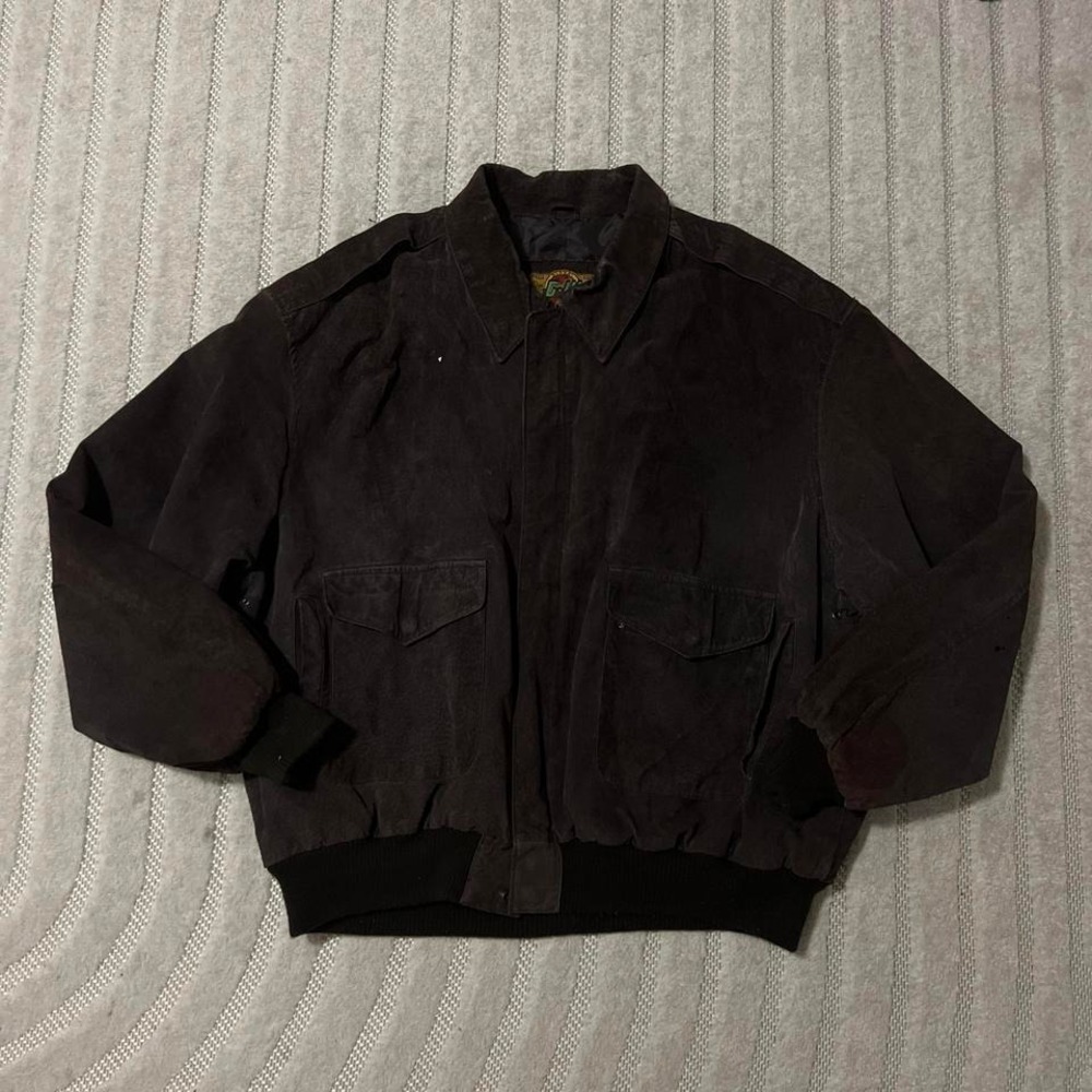 VTG 90s G-III Black suede bomber jacket size XXL Retro Biker Boho Outdoor